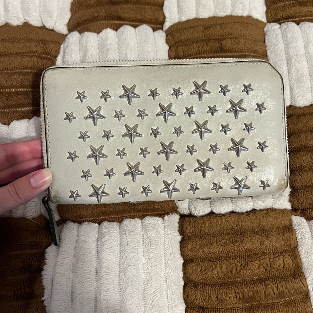 Jimmy Choo Star Studded Wallet in light gray